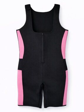 Neoprene Sauna Suit Women 2XL Black Pink Zip Front Workout Shaper